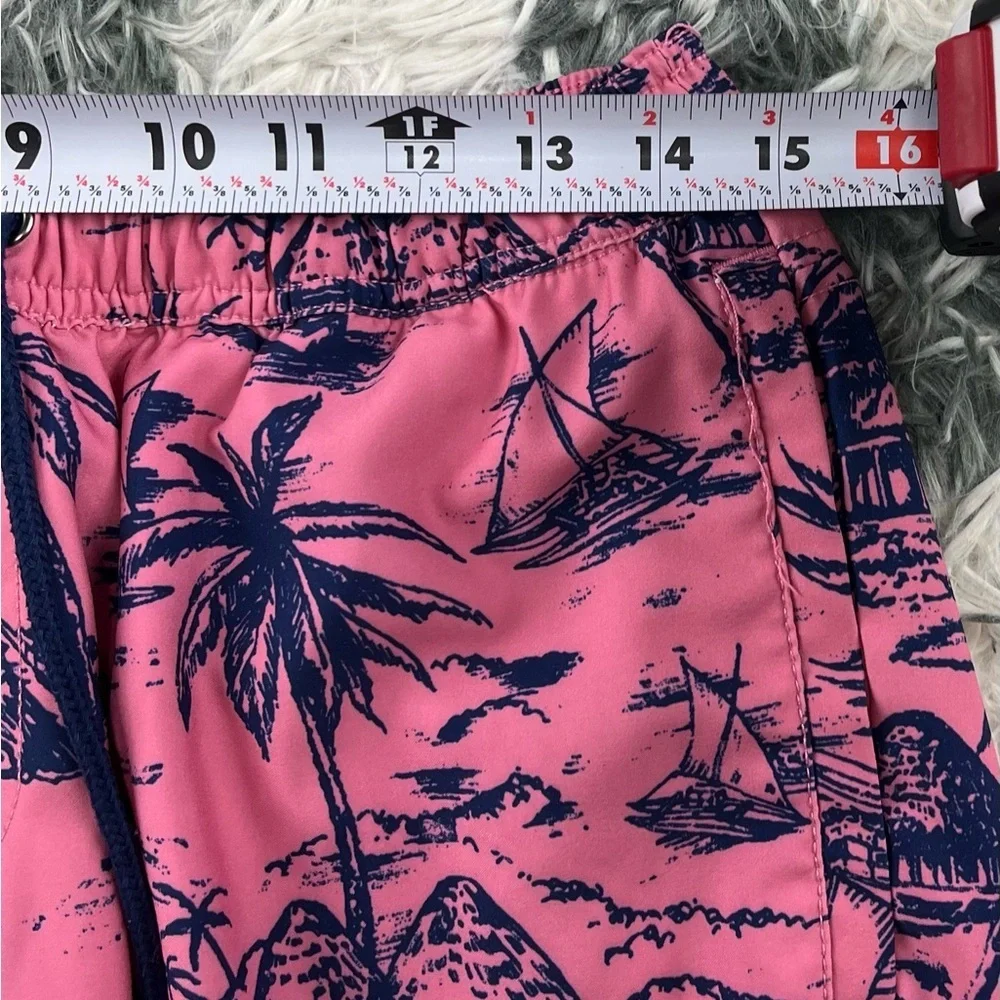 Lucky Brand Men's Pink Blue Swim Trunks Palm Trees Size Small
